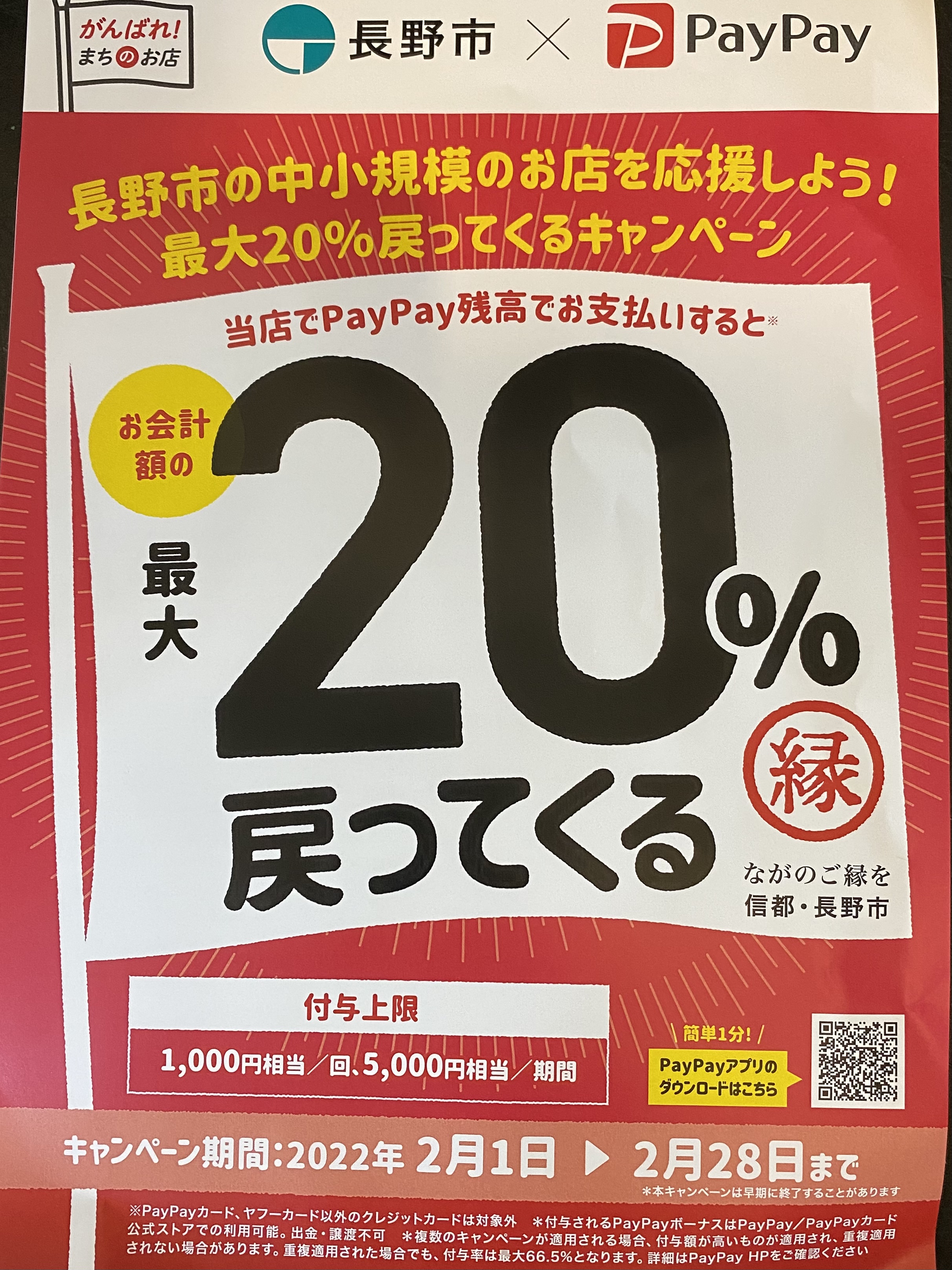 PayPay20%還元